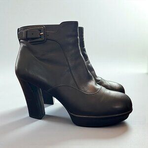 Tod's Black Leather Platform Ankle Boots Women’s Size 39